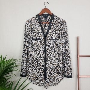 Torrid Leopard Studded Collar Blouse